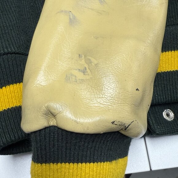 Vintage Sand Knit Doe Lon Letterman Varsity Jacket Mens 40 21x25 Chain Stitch - Picture 10 of 16